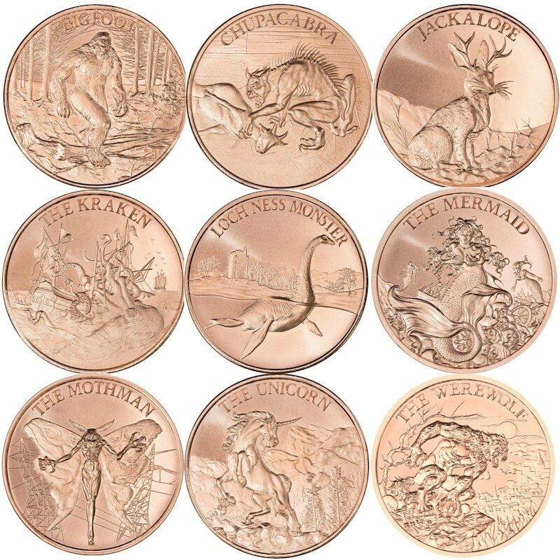 Cryptozoology Series 1 Oz .999 Pure Copper Bu Round(s) ~ 10 Different Designs