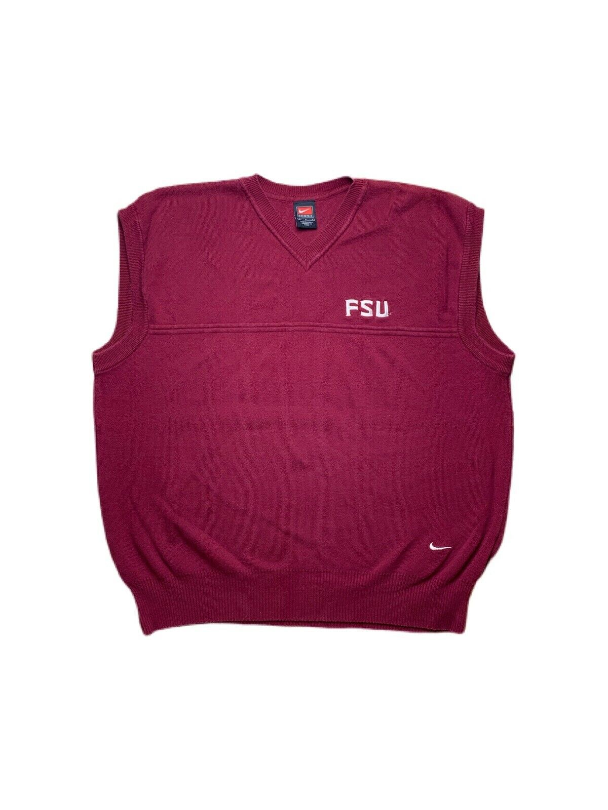 Vintage Nike Florida State University Fsu Small Swoosh Embroidered Sweater Vest