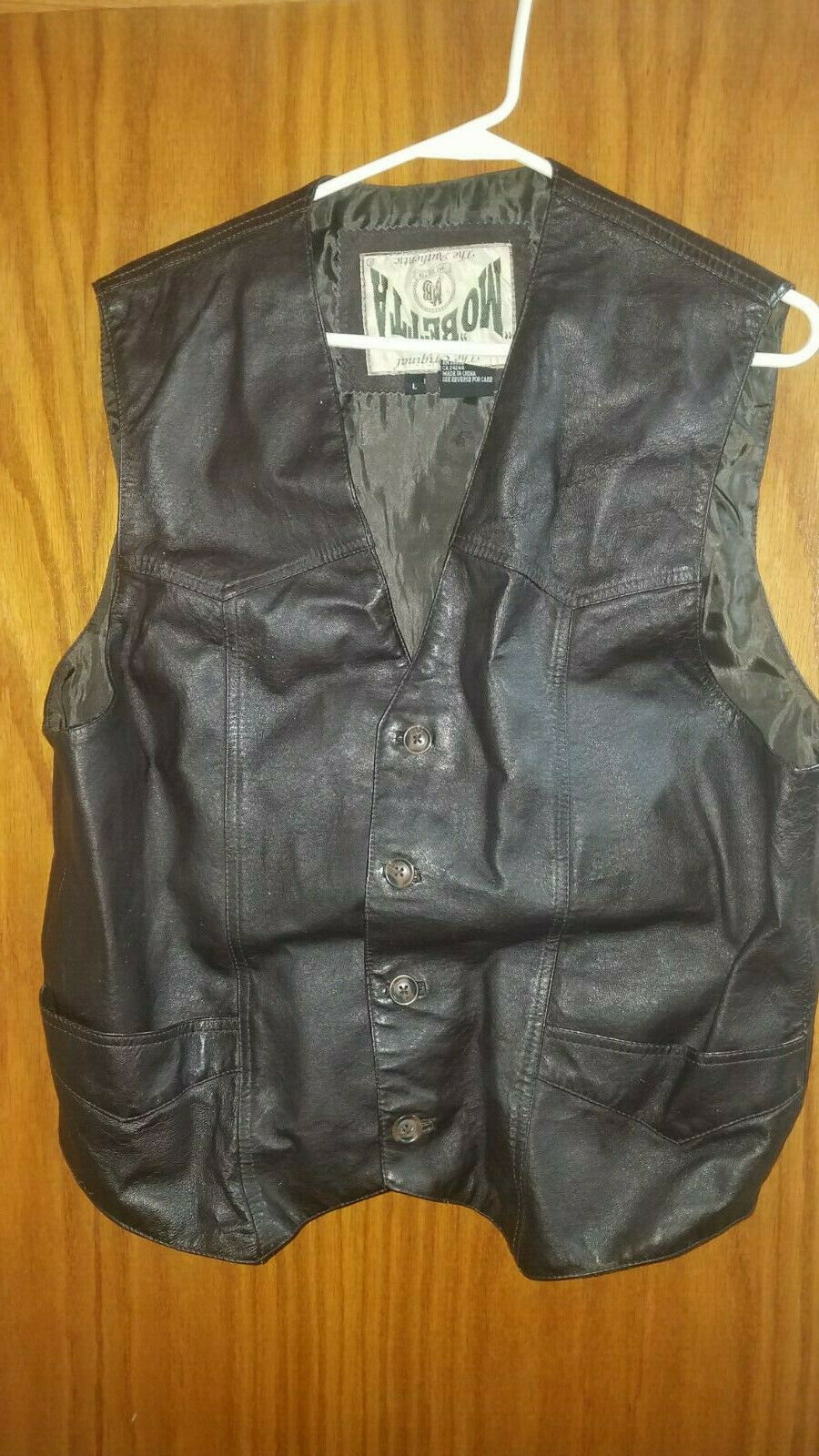Vtg Mo Betta Mens Brown Leather Vest - Button Front - Size Large
